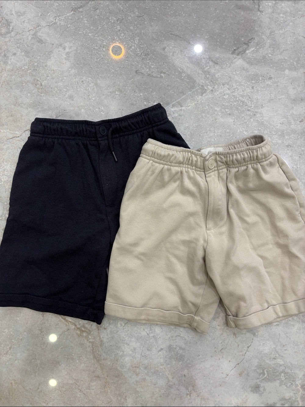 Bundle of Zara Kids Two-Pack Elastic Waist Shorts in Black and Khaki
